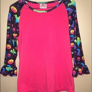 Ruffle Girl Women’s Size Small Halloween Ruffled Sleeve Shirt Pink